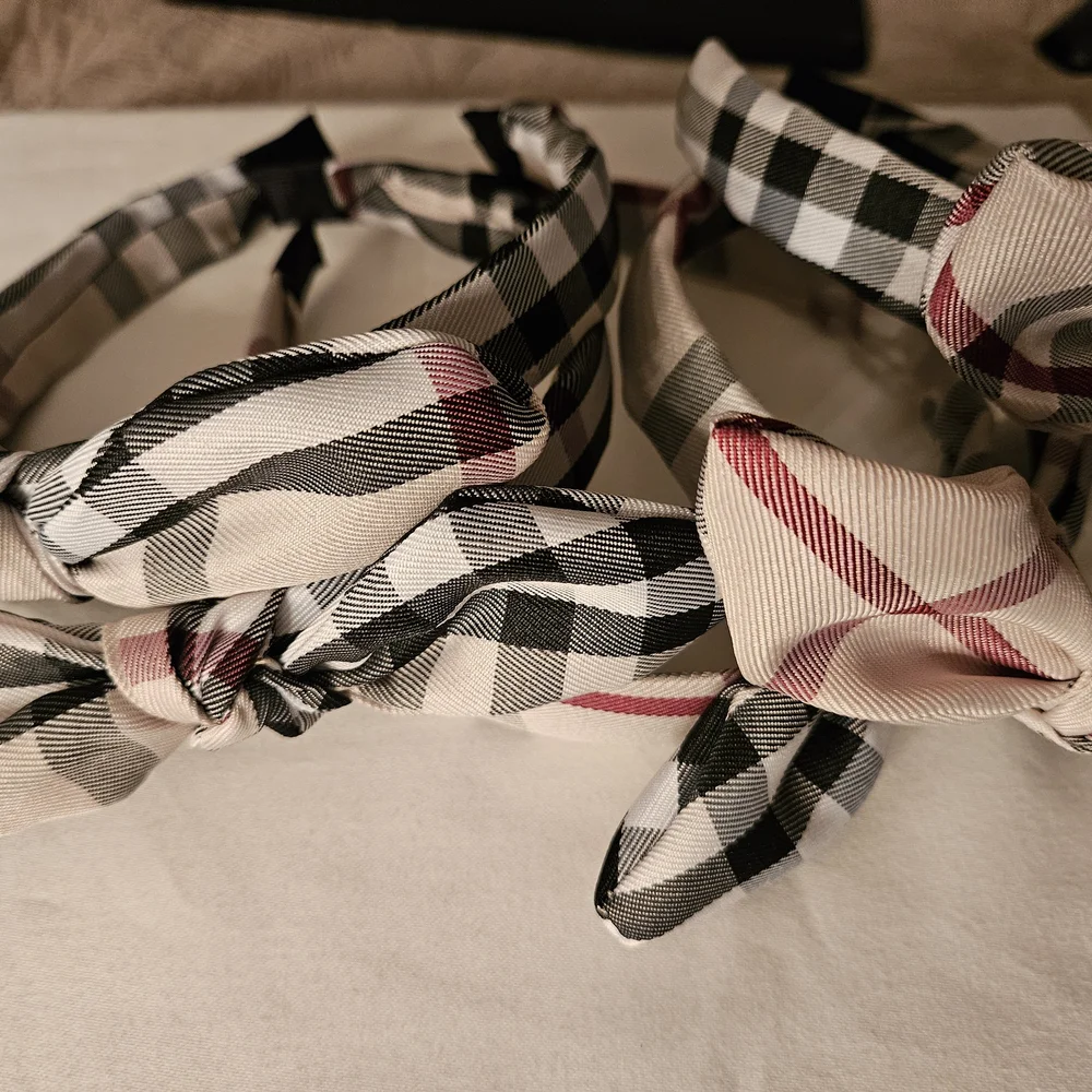 Plaid Headband - Black, Tan ,White , Red